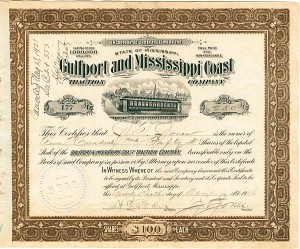 Gulfport and Mississippi Coast Traction Co - Stock Certificate